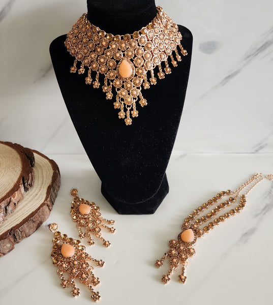 Peach and Bronze Soft Jewellery Set