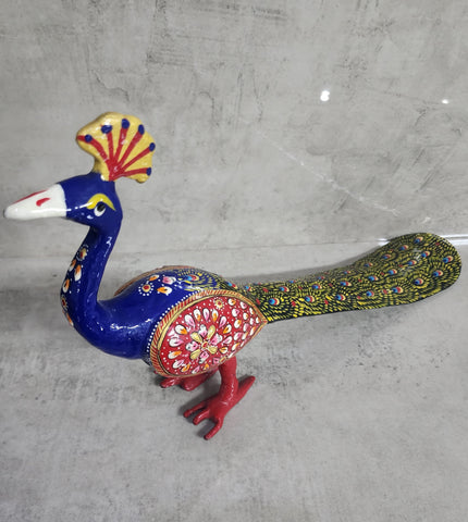 Hand Painted Peacock Statue