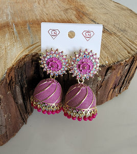 Pink Jhumka (Earring) - Design 5