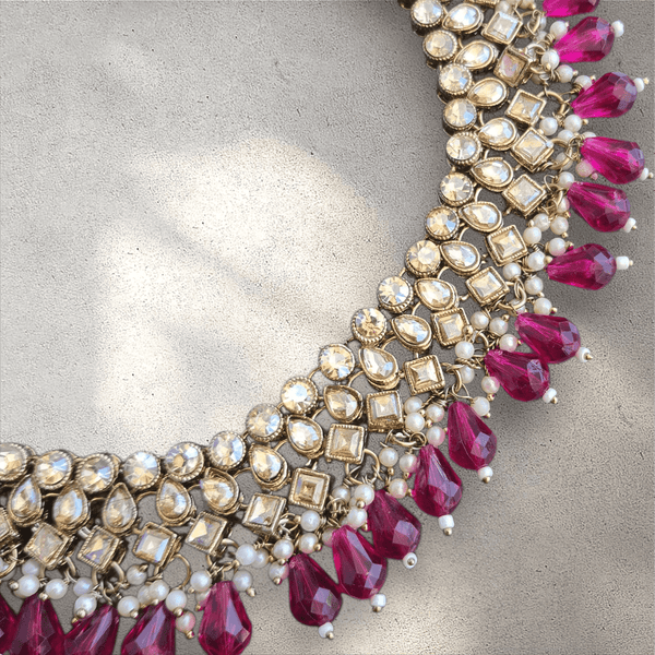 Dark Pink and Gold Soft Jewellery Set