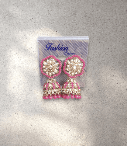 Pink Jhumka (Earring) - Design 5