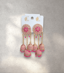 3-Tier Pink Jhumka
