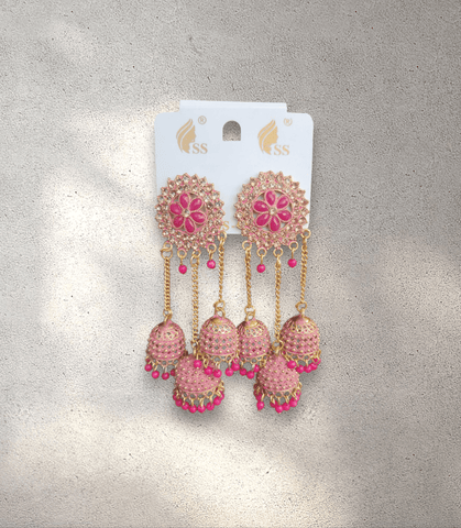 3-Tier Pink Jhumka