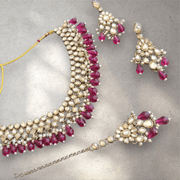 Dark Pink and Gold Soft Jewellery Set