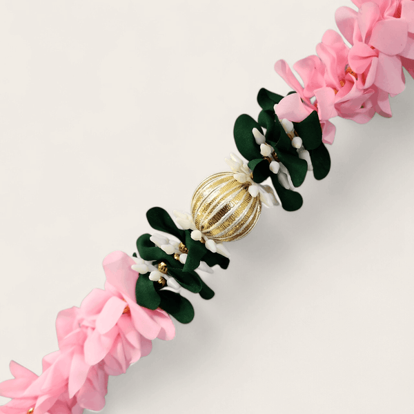 Light Pink, Green and Gold Floral Ball Garland (100 cm)