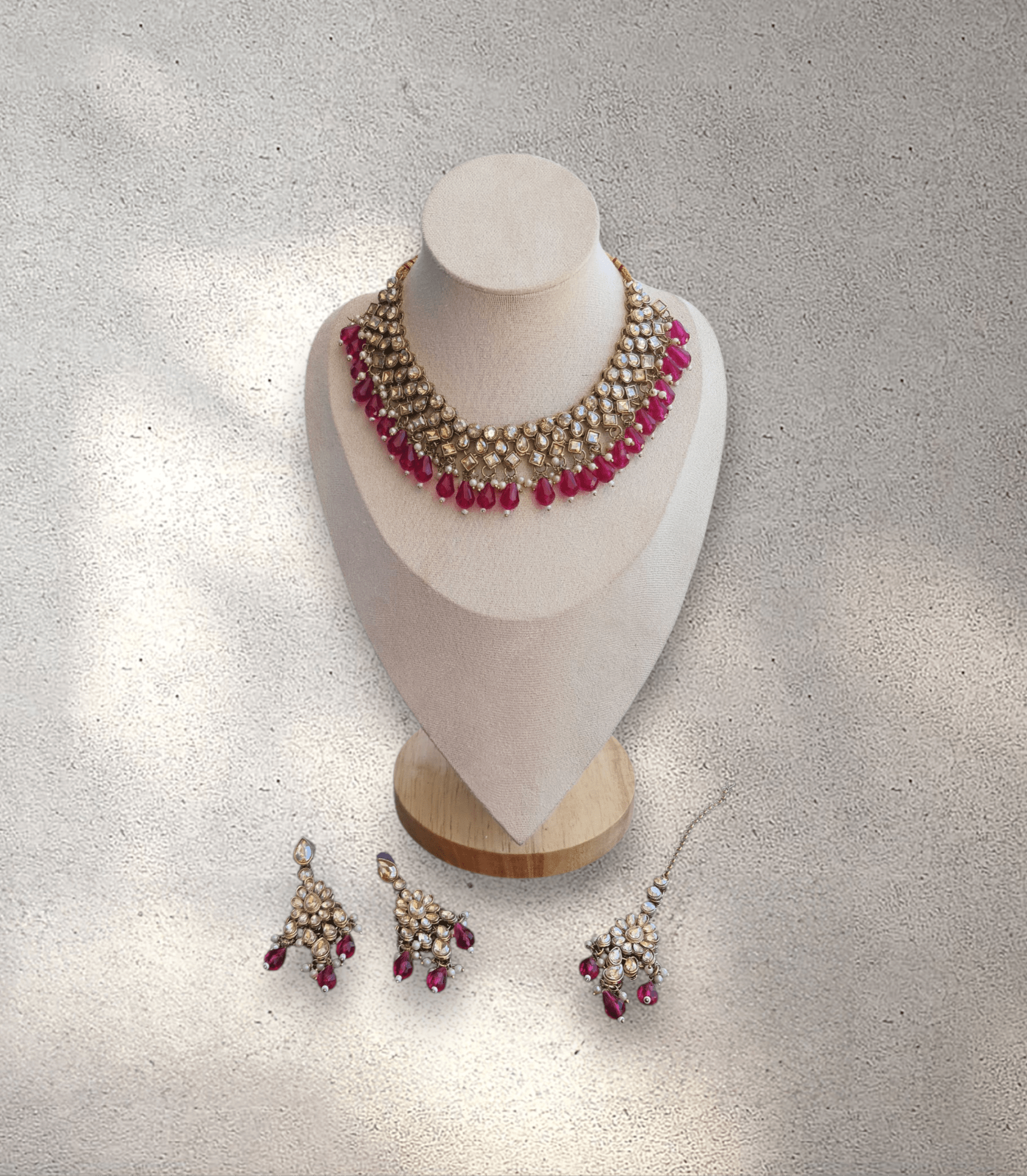 Dark Pink and Gold Soft Jewellery Set