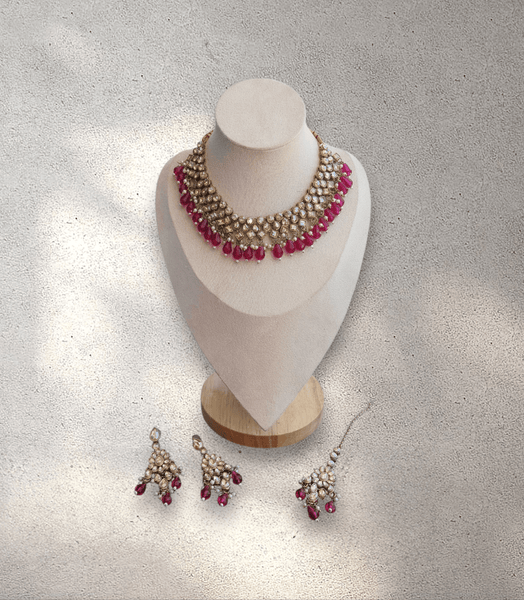 Dark Pink and Gold Soft Jewellery Set