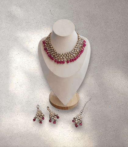 Dark Pink and Gold Soft Jewellery Set