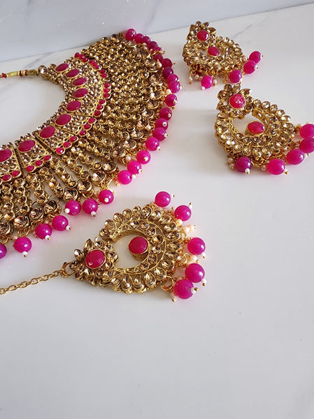 Dark Pink and Gold Soft Jewellery Set