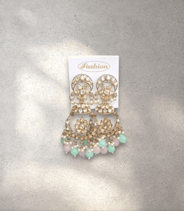 Pink and Green Chandelier Jhumka
