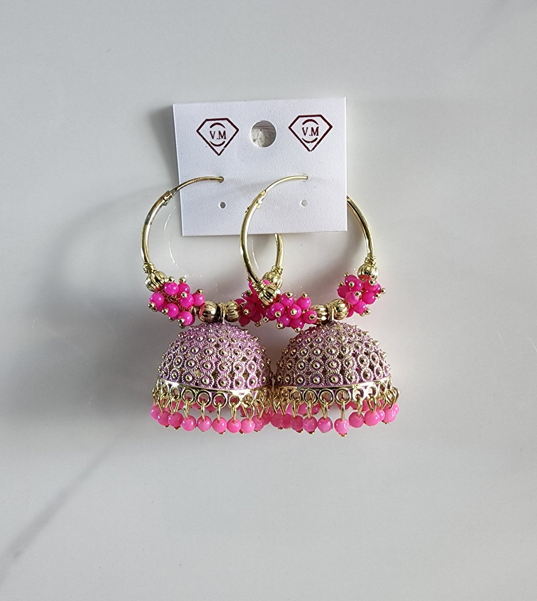 Pink Hoop Jhumka (Earring) - Design 1