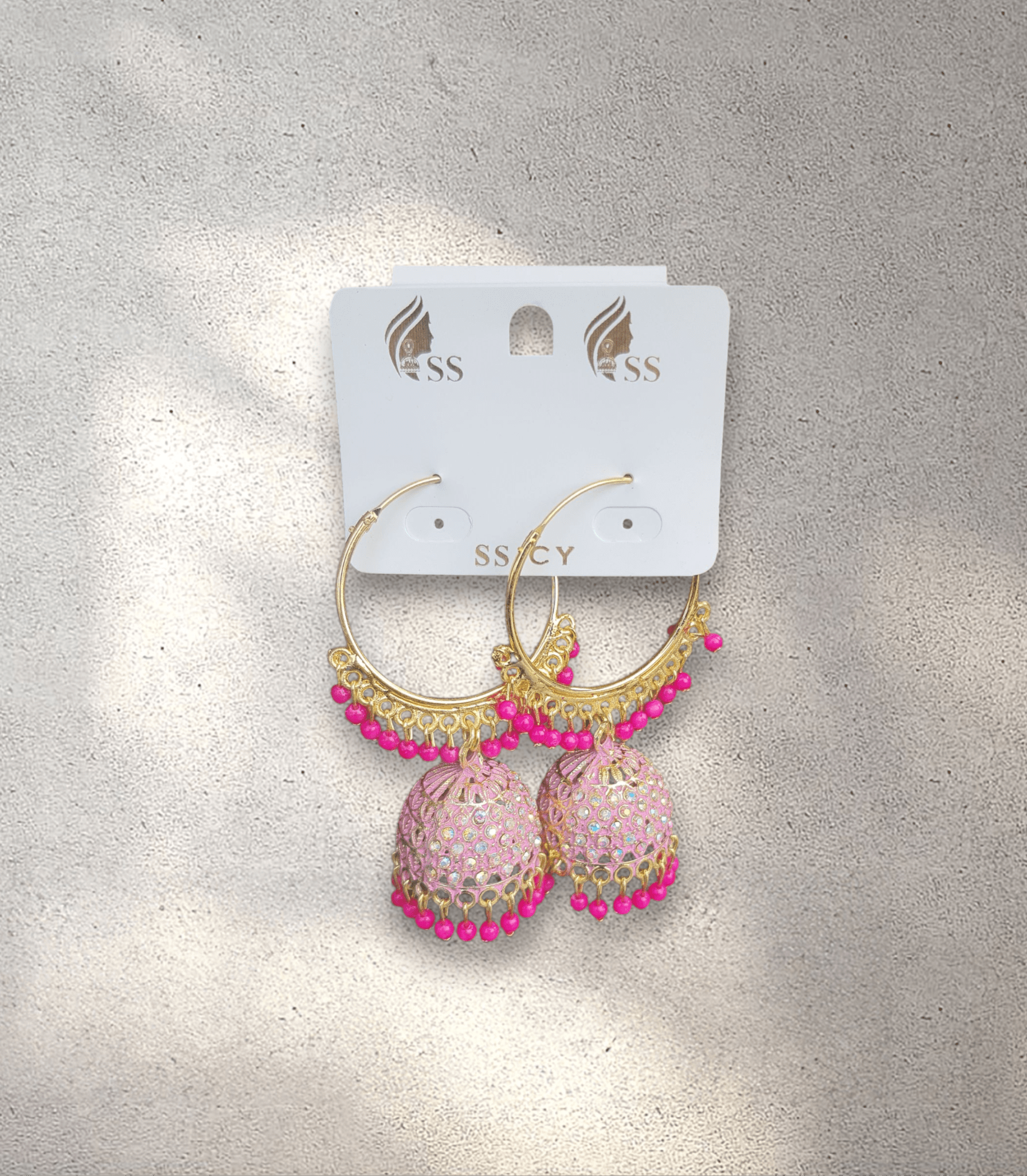 Pink Hoop Jhumka