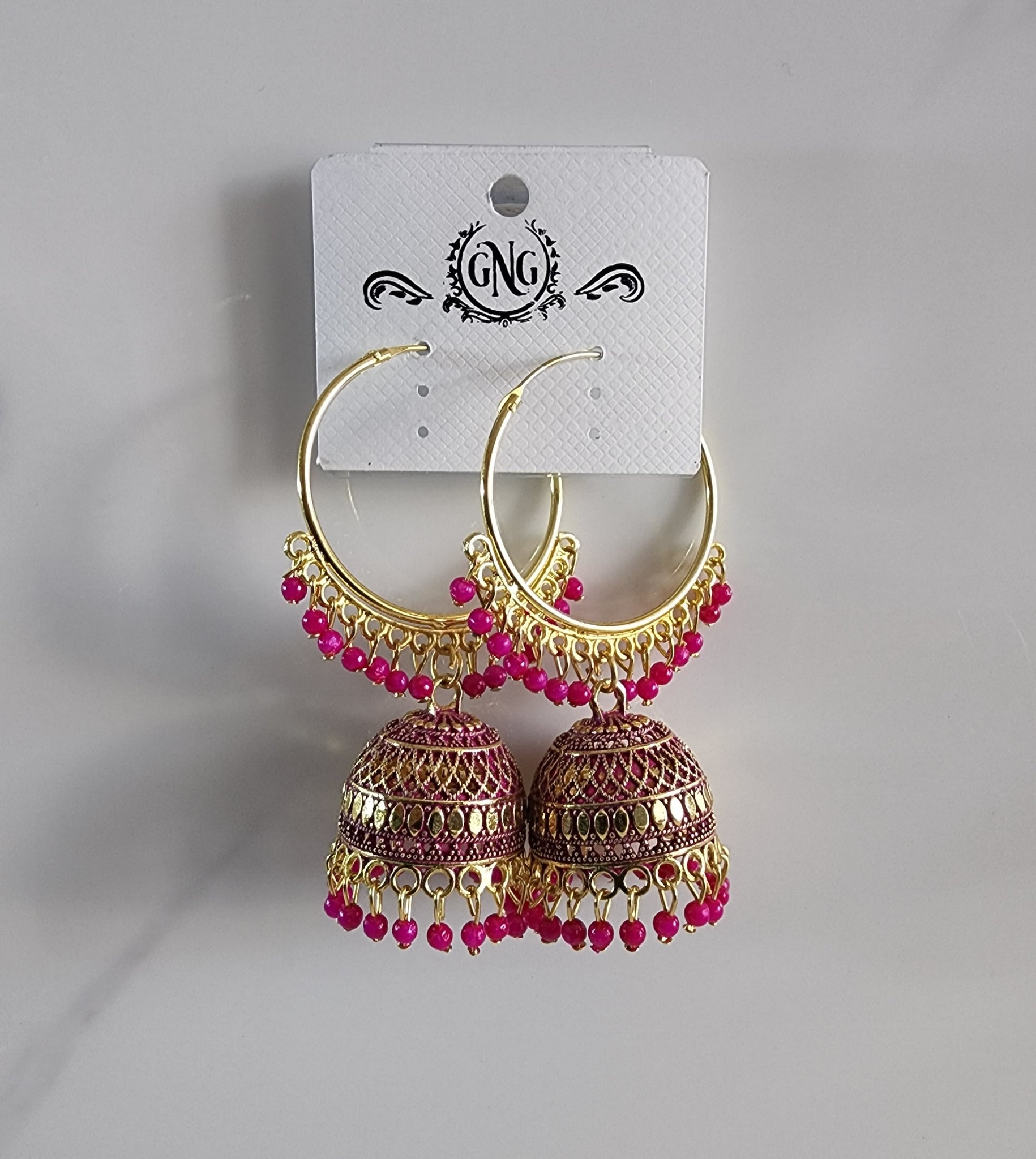 Pink Hoop Jhumka (Earring) - Design 2