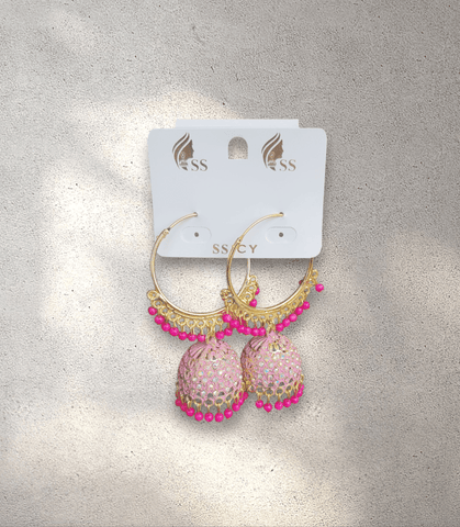 Pink Hoop Jhumka