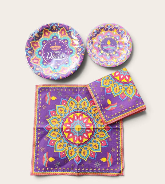Diwali Paper Plate and Serviette Combo