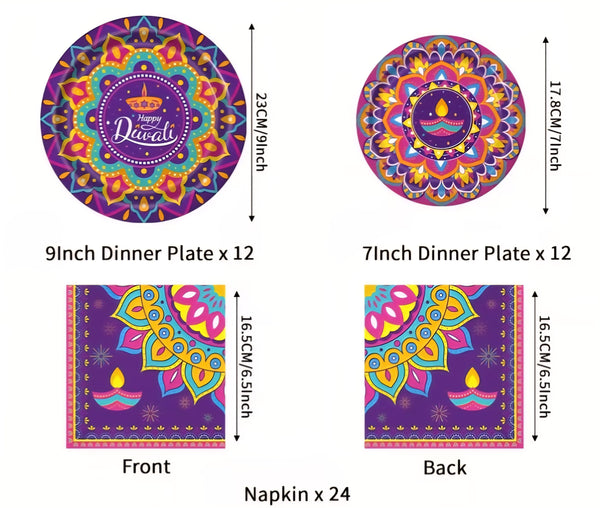 Diwali Paper Plate and Serviette Combo