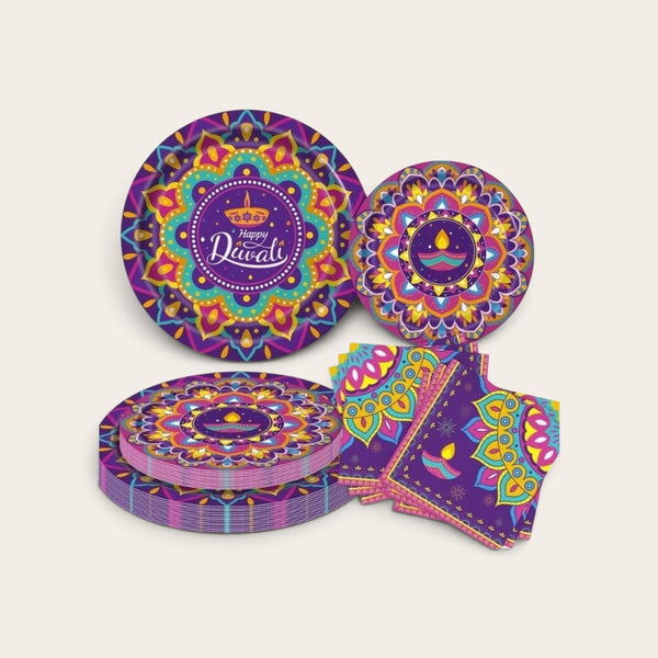 Diwali Paper Plate and Serviette Combo