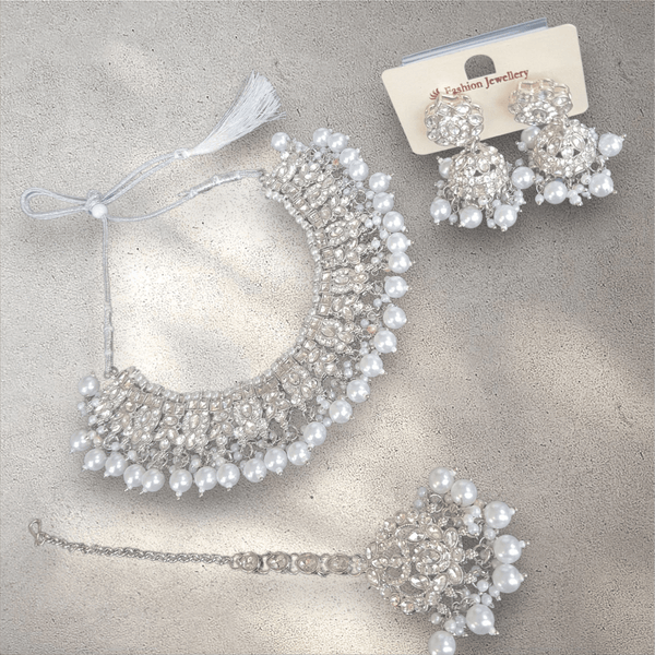Silver Pearl Soft Jewellery Set - Style 1