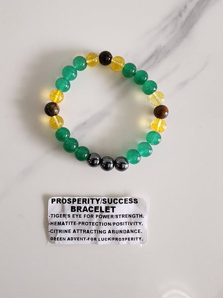 Prosperity Bracelet (Tigers Eye, Hematite, Citrine, Green Aventurine)