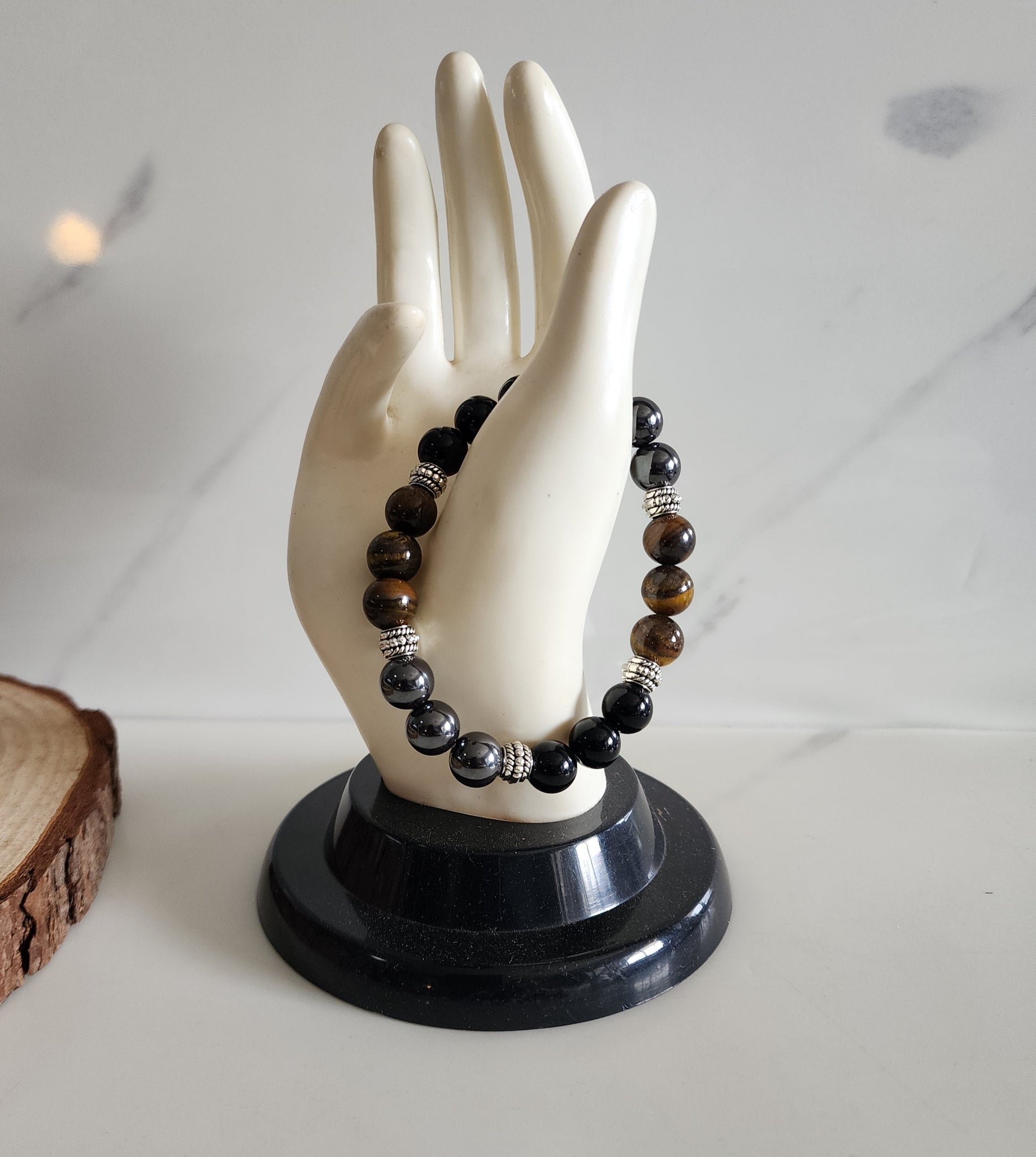 Triple Protection Bracelet (Tiger's Eye, Hematite, Obsidian)