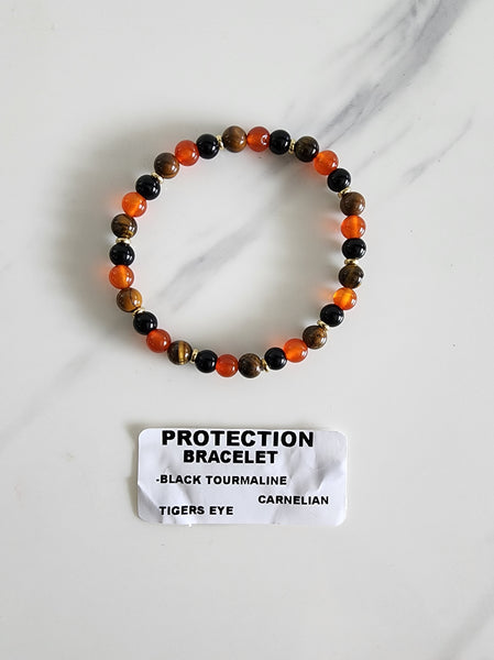 Protection Bracelet (Black Tourmaline, Carnelian, Tigers Eye)