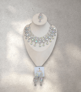 Rainbow Diamante Necklace Jewellery Set
