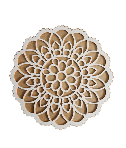 Wooden Rangoli Mat - Flower 1