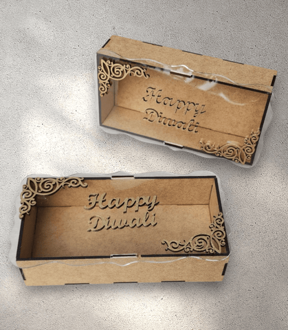 Rectangle Wooden Diwali Gift Box with Perspex Lid
