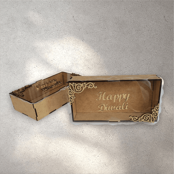 Rectangle Wooden Diwali Gift Box with Perspex Lid