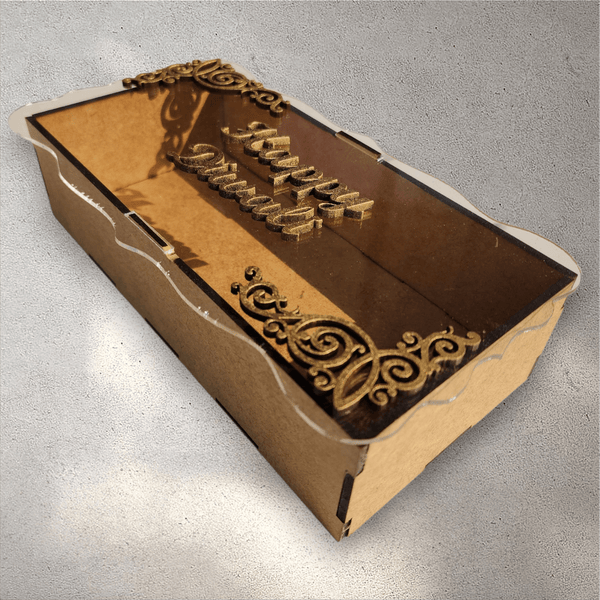 Rectangle Wooden Diwali Gift Box with Perspex Lid