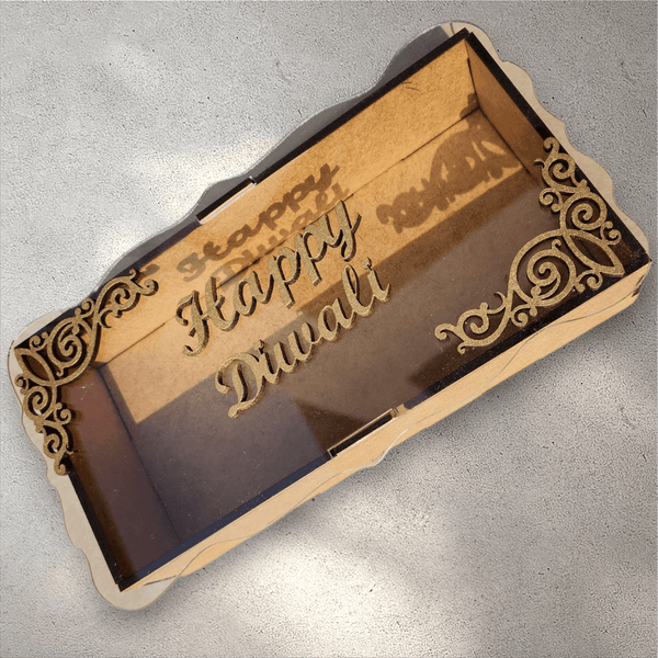 Rectangle Wooden Diwali Gift Box with Perspex Lid