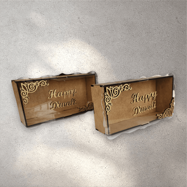 Rectangle Wooden Diwali Gift Box with Perspex Lid