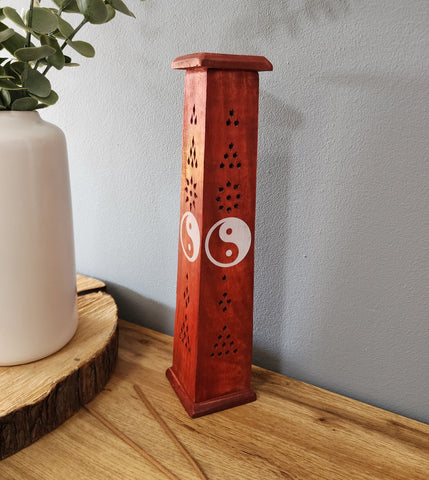 Red Ying Yang Wooden Incense Holder