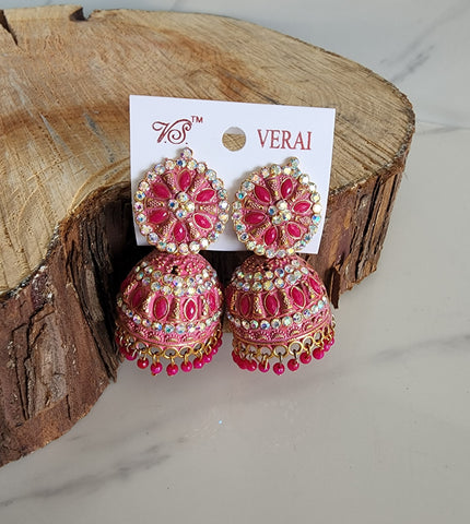 Pink Jhumka (Earring) - Design 4