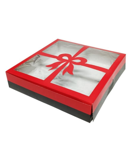 Red Diwali Gift Box with Clear Lid (Pack of 10)