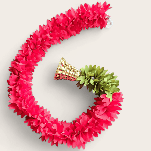 Short Red and Gold Floral Bell Garland (60 cm)
