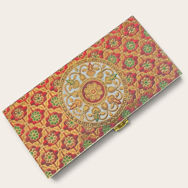 Red and Gold Floral Wooden Box