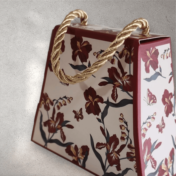 Red Floral Souvenir Box with Handle