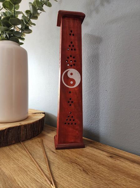 Red Ying Yang Wooden Incense Holder