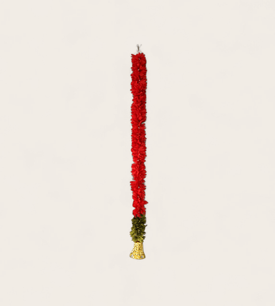 Short Red and Gold Floral Bell Garland (60 cm)