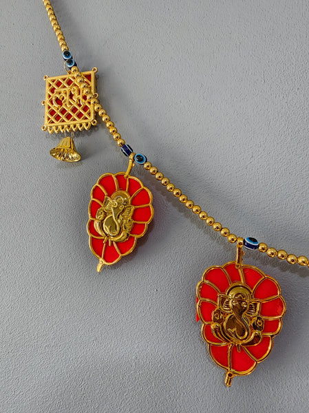 Red and Gold Ganesha and Evil Eye Door Garland