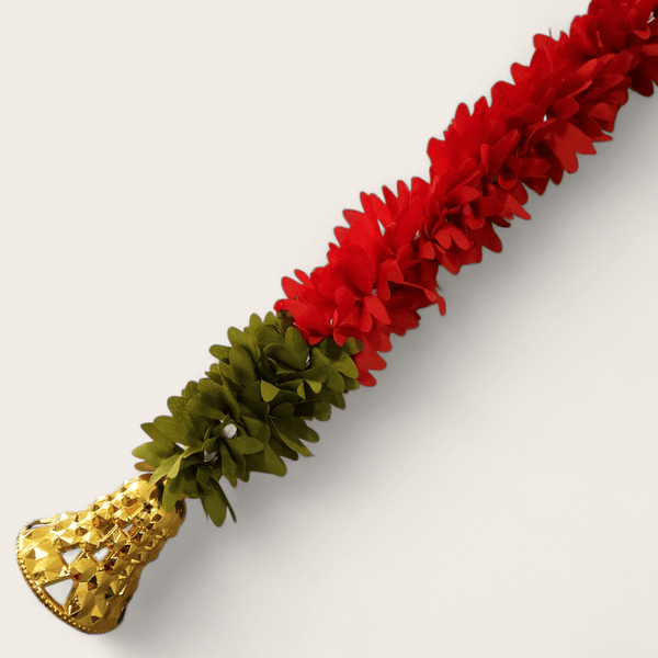 Short Red and Gold Floral Bell Garland (60 cm)