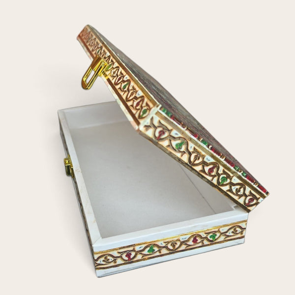 Red and Gold Floral Wooden Box