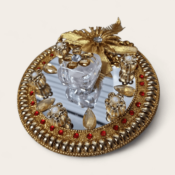 Round Red and Gold Single Ring Tray