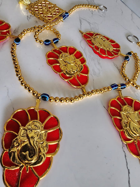 Red and Gold Ganesha and Evil Eye Door Garland