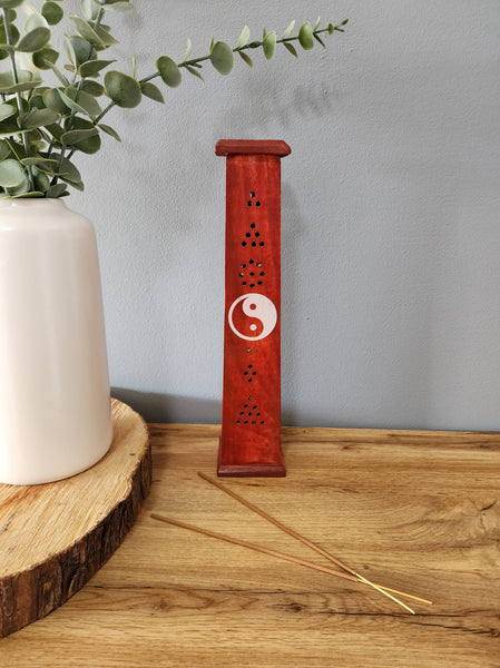 Red Ying Yang Wooden Incense Holder