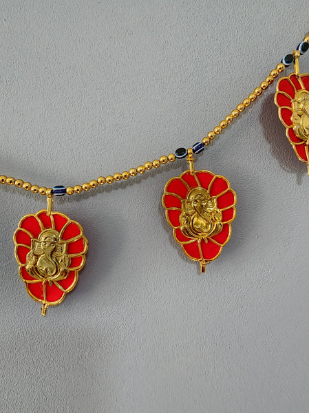 Red and Gold Ganesha and Evil Eye Door Garland