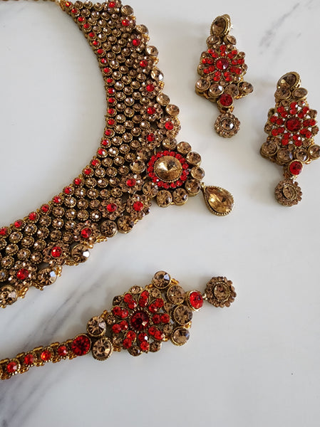 Red and Bronze Soft Jewellery Set