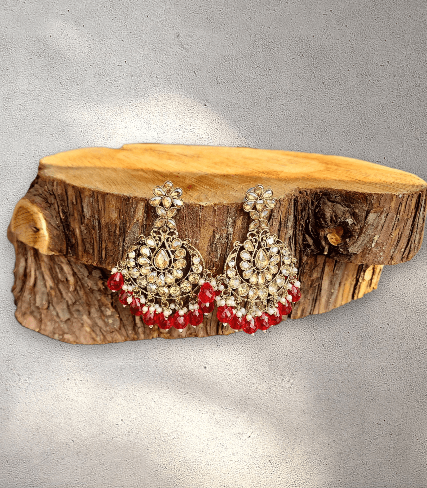 Red Pearl Blossom Jhumka