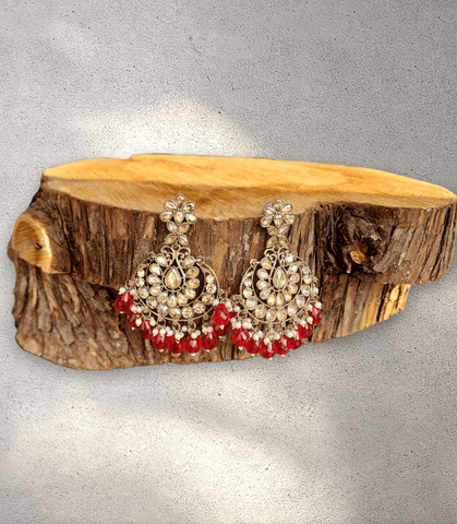 Red Pearl Blossom Jhumka